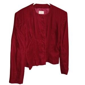 Valentine Red Velvet Puff Sleeves Whimsigoth Victorian Jacket Women M Vintage